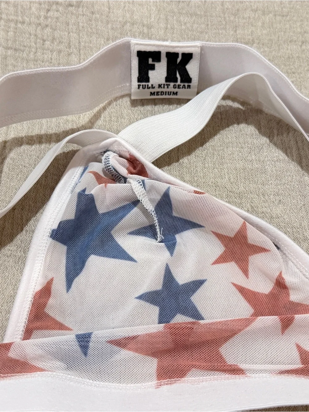 Men's Star-Print Brief - White with Red & Blue Stars